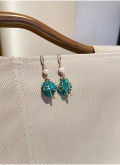 General 925 Silver Plated 18K Gold Inlaid Natural Turquoise/2-Piece Original Jewelry Set/Necklace/Earrings  - Image 3