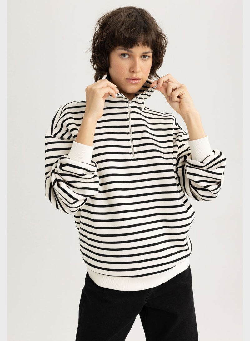 DeFacto Stripe Detail Sweatshirt  - Image 1