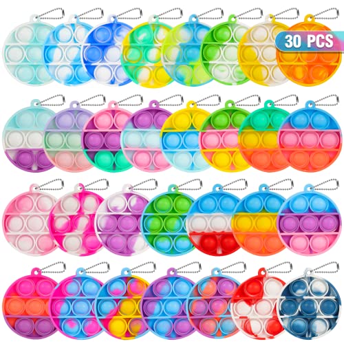 Genuvi Pop Fidget Toys Bulk Its Party Favors for Kids 48 812 30 PCS Mini Pop Keychain It Sensory Fidget Toy Pack Fidgets for Classroom Prizes Students Kids Carnival Birthday Goodie Bag Stuffers Fillers - Image 1