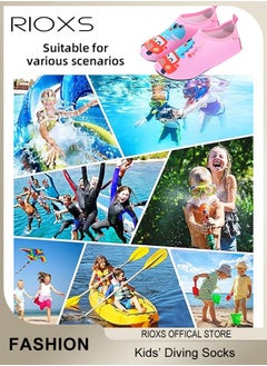 RIOXS Kids Water Shoes Beach Socks, Toddler Baby Girls Boys Barefoot, Quick-Dry Non-Slip Swim Socks, Quick-Dry Non-Slip Diving Socks, Sports Shoes For Kid In Beach Swimming Pool Water Park, Barefoot Aqua Socks Shoes for Kids Girls Boys  - Image 2