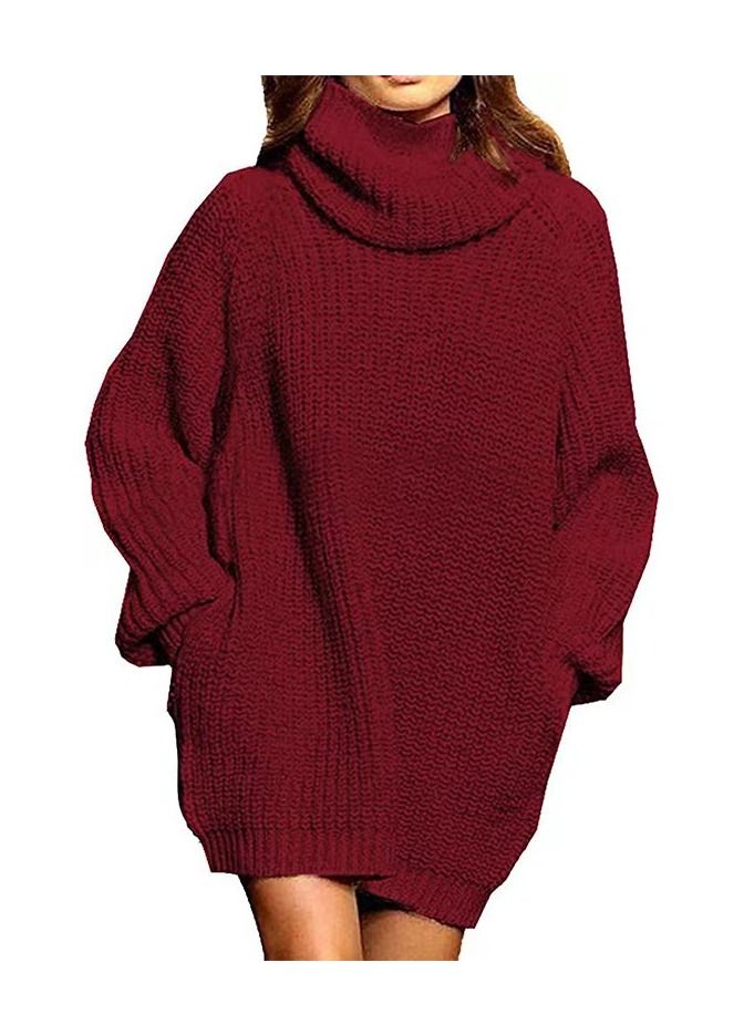 Loquat Women's Fashion Simple Autumn And Winter Medium long Turtleneck Sweater 