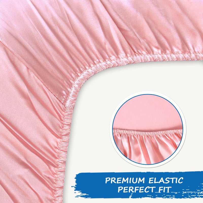 Coldwind Satin Crib Sheets Girl Fitted Soft & Silky Crib Mattress Sheet (52"x28"x8") for Girls, Silk Crib Sheets for Baby Hair and Skin, Pink Crib Sheet, Satin Baby Sheet for Crib, 1 Pack - Image 2