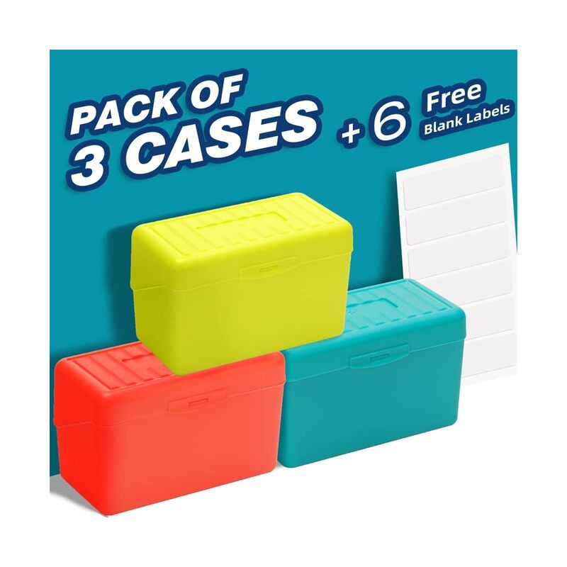حامل بطاقات فهرسة 3x5، علبة تنظيم بطاقات فهرسة، حامل بطاقات ملاحظات فلاش 3x5، علبة بسعة 300 بطاقة، 3 عبوات (أحمر/أخضر/أصفر) - Image 2