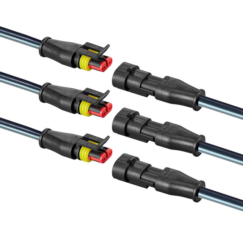 YETOR 2Pin ConnectorInjection Molded16 AWG Male and Female 2Wire Waterproof ConnectorsIP67 Auto Electrical Wire Connectors for Car Truck Boat 3Pack - Image 3