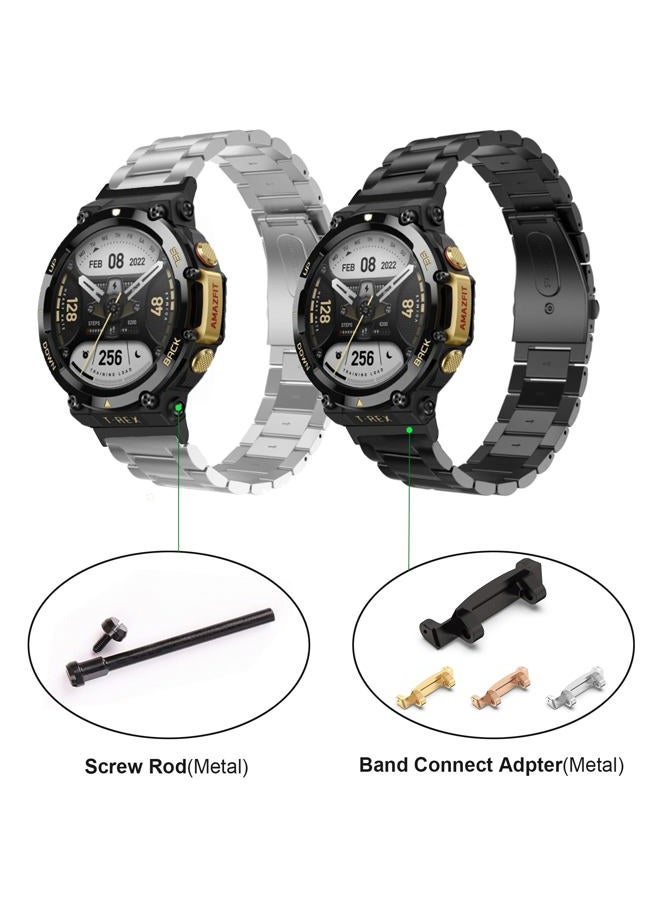 Lijinlan Metal Watch Band Adapter Fit for Amazfit T-Rex 2 Watch Connector with Screw Rod Link Bar Screwdrivers Remove Tool Clasp Connect 22mm Strap for Amazfit T-Rex2 Accessory (Black) - Image 4