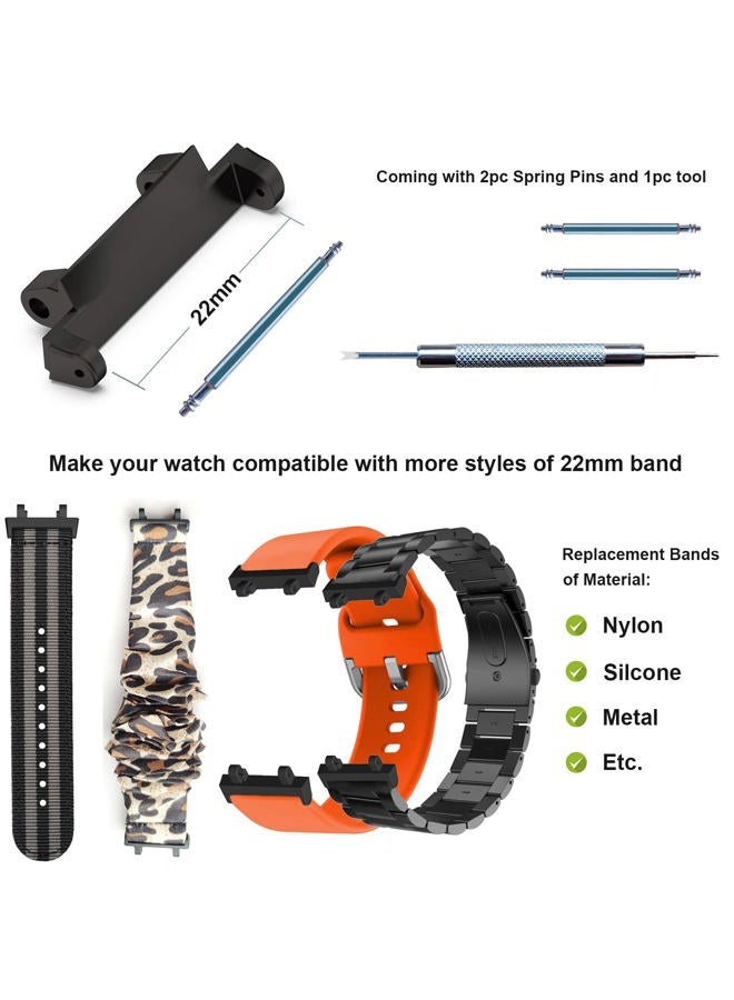 Lijinlan Metal Watch Band Adapter Fit for Amazfit T-Rex 2 Watch Connector with Screw Rod Link Bar Screwdrivers Remove Tool Clasp Connect 22mm Strap for Amazfit T-Rex2 Accessory (Black) - Image 5