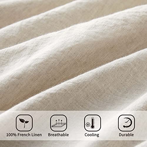 ATLINIA 100% Flax Linen Duvet Cover Set - Stone Washed Pure French Linen Organic Fabric for Farmhouse Comforter Boho Bedding Included 1 Duvet Cover 2 Pillow Shams(Natural, Queen) - Image 3