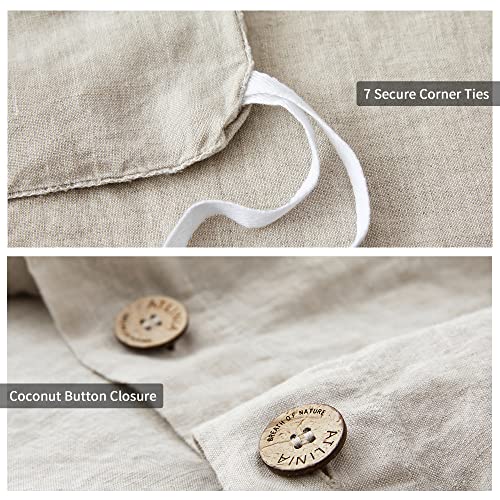 ATLINIA 100% Flax Linen Duvet Cover Set - Stone Washed Pure French Linen Organic Fabric for Farmhouse Comforter Boho Bedding Included 1 Duvet Cover 2 Pillow Shams(Natural, Queen) - Image 4