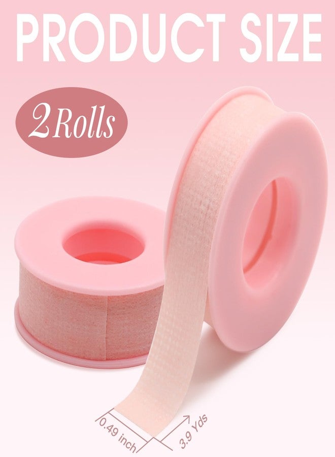 Miuffue Lash Tape for Eyelash Extensions, Sticky Silicone Adhesive Pain-Free Removal Eyelash Tape, Pink Sensitive Breathable Medical Micro-Porous Lash Tech Supplies, 0.5 in x 4 Yds, 2 Roll - Image 2