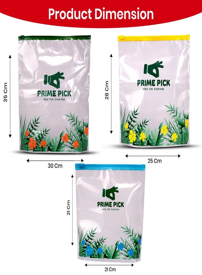 PRIME PICK أكياس تخزين الطعام Prime Pick Fresh Lock Zip، قابلة لإعادة الاستخدام، مانعة للتسرب، بسماكة 120 ميكرون، بسحاب مزدوج، خالية من مادة BPA، آمنة للاستخدام مع الطعام، مناسبة للتجميد والميكروويف، متعددة الألوان، أحجام صغيرة ومتوسطة وكبيرة، عبوة من 60 كيسًا - Image 2