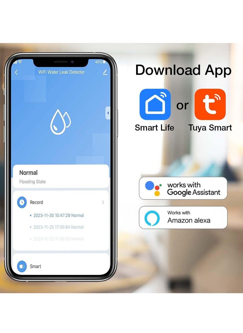 Excefore Smart Water Leak Detector Kit, Home Water Flooding Monitor Smart, Adjustable Alarm, App Alerts, Home Security, Basement Protection, Kitchen & Bathroom Safety (Batteries not included) - Image 5