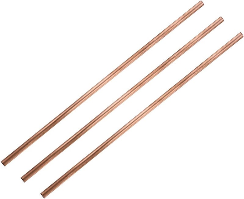 uxcell Copper Round Tube, 7mm OD 0.2mm Wall Thickness 300mm Length Straight Pipe Tubing 3 Pcs - Image 1