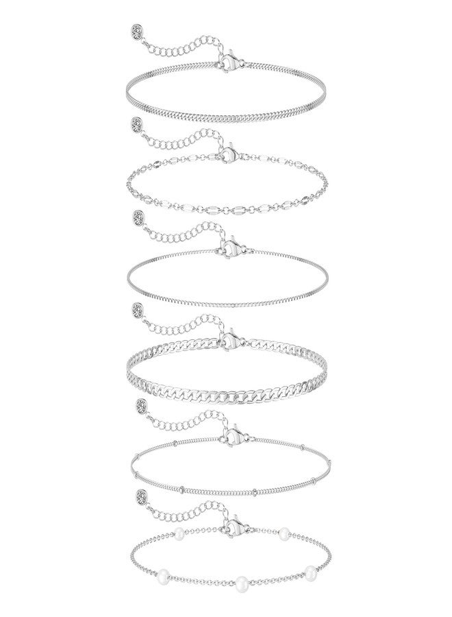 MBW Bracelets for Women, Dainty 14K Gold Plated Bracelet Set Bracelet Stack Waterproof Jewelry for Women Trendy Minimalist Simple Small Thin Bracelet Set for Women's Gift, Adjustable, brass with 14k - Image 1