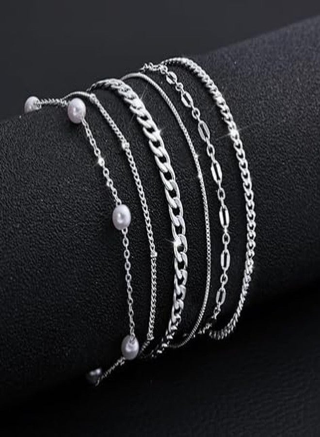 MBW Bracelets for Women, Dainty 14K Gold Plated Bracelet Set Bracelet Stack Waterproof Jewelry for Women Trendy Minimalist Simple Small Thin Bracelet Set for Women's Gift, Adjustable, brass with 14k - Image 5