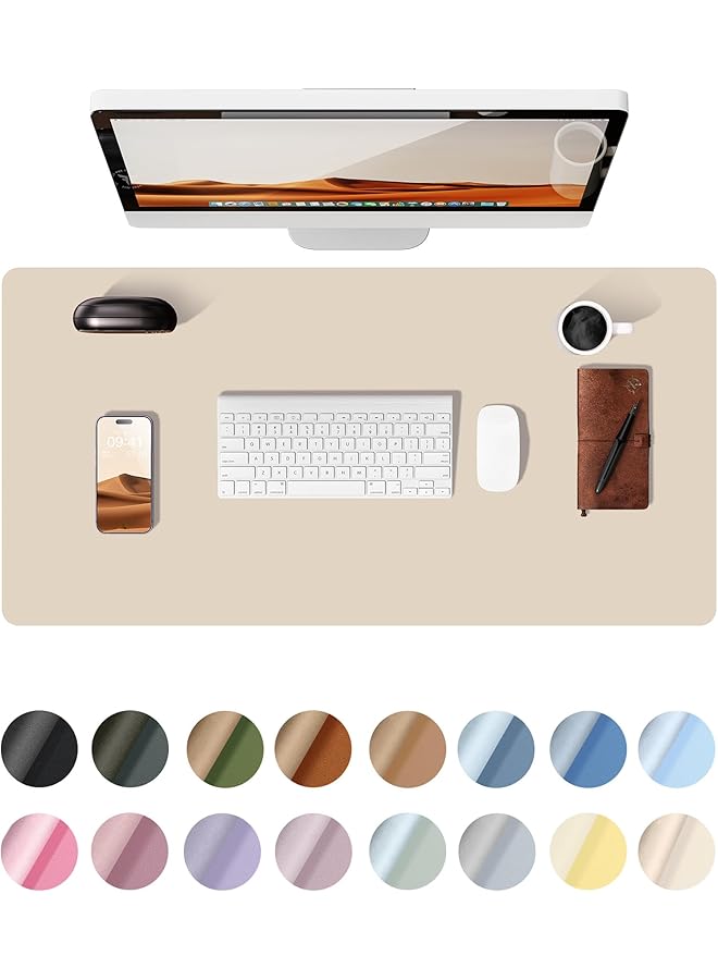 erorex Leather Desk Pad Protector Office Desk Mat Large Mouse Pad Non Slip Pu Leather Desk Blotter Laptop Desk Pad Waterproof Desk Writing Pad For Office And Home Eggshell 23.6" X 13.8" - Image 1
