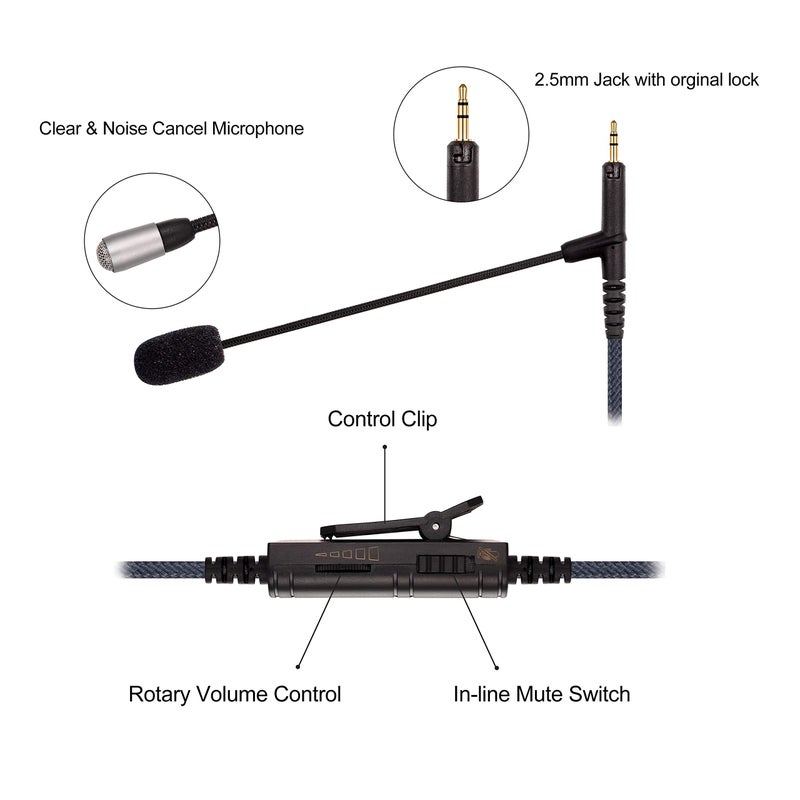 ABLET Cable Boom Microphone - Volume Control for PlayStation PS4 or Xbox One Controller, PC - Boompro Gaming Mic Compatible with Bose QC25, QC35 II, QC35, QuietComfort 25/35 Headphones 150CM - Image 2
