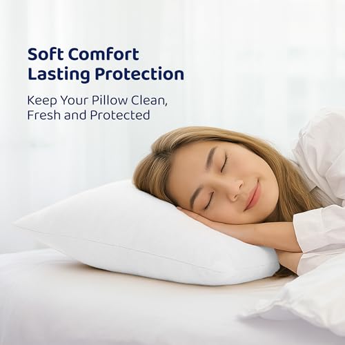 GADDA CO Ultra Soft Terry Waterproof Pillow Protector Set of 6 | Zippered Closure Dust Mite & Bed Bug Protection | Oil & Water Spill Resistant Pillow Covers | Standard Size 18 x 28 Inches | White - Image 5