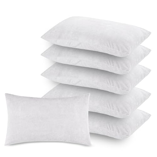 GADDA CO Ultra Soft Terry Waterproof Pillow Protector Set of 6 | Zippered Closure Dust Mite & Bed Bug Protection | Oil & Water Spill Resistant Pillow Covers | Standard Size 18 x 28 Inches | White - Image 1