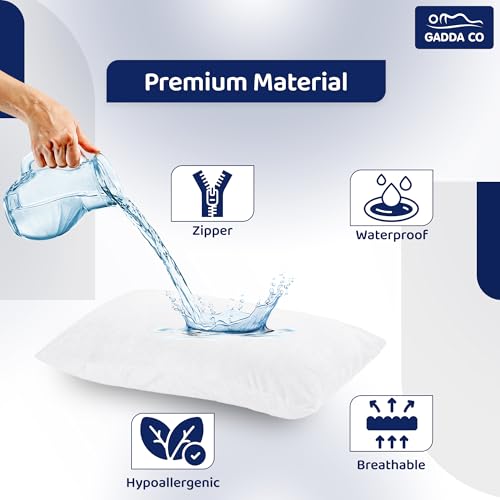 GADDA CO Ultra Soft Terry Waterproof Pillow Protector Set of 6 | Zippered Closure Dust Mite & Bed Bug Protection | Oil & Water Spill Resistant Pillow Covers | Standard Size 18 x 28 Inches | White - Image 2