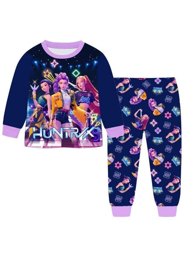 general K-POP: Demon-Hunting Girl Group Printed Pajama Set Long-Sleeve Sleepwear Homewear - Image 1