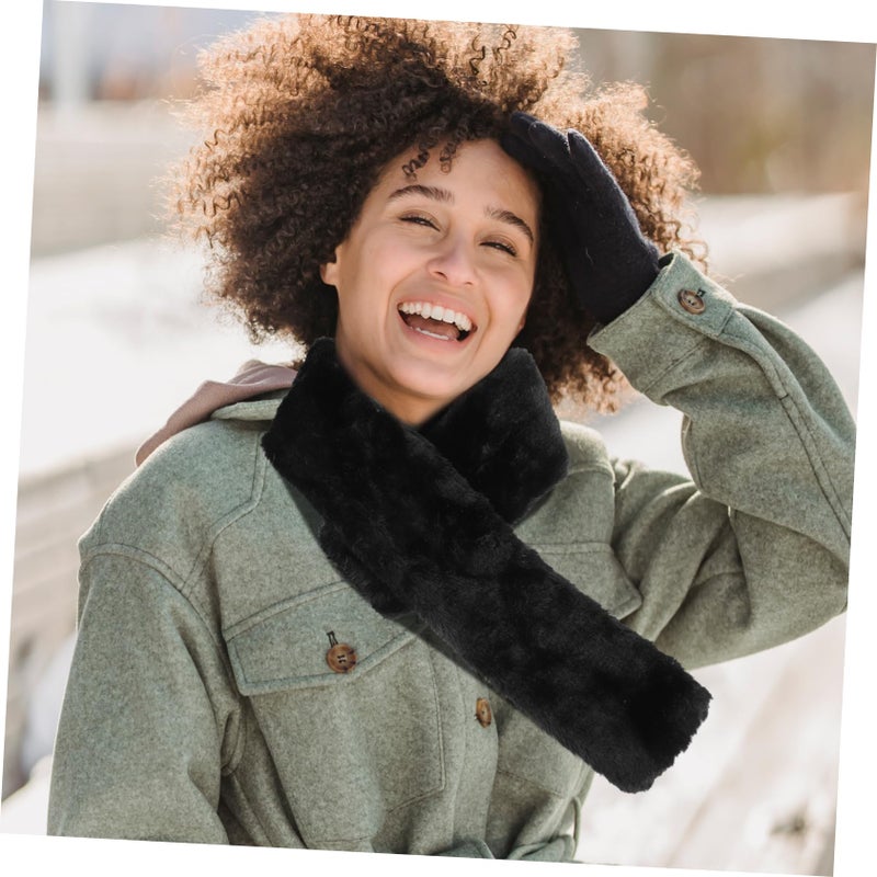 Warm Winter Faux Fur Scarf Plush Neck Wrap Soft Solid Color Decorative Collar - Image 3