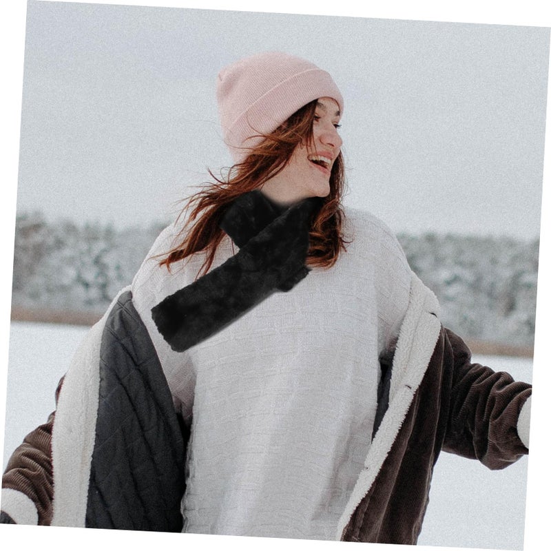 Warm Winter Faux Fur Scarf Plush Neck Wrap Soft Solid Color Decorative Collar - Image 5