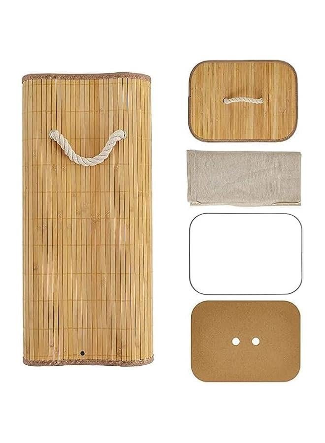HOOKOR Corner Bamboo Laundry Hamper with Lid and Removable Liner Bamboo Laundry Basket with Handle Corner Hamper Bamboo Hamper Washing Clothes Basket Storage Bin for Bedroom Bathroom Laundry Living Room - Image 2