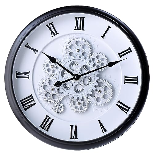 KRESHU Analog, Abs Plastic Antiqe Royal Vintage Rustic Moving Gearing 38X38 Cm Steampunk Wall Clocks For Living Room/Farm House (Black-1-Pcs) - Image 1