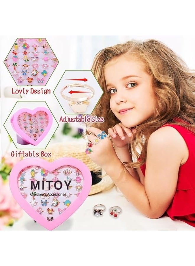 Mitoy 36 Pcs Little Girl Jewel Rings, Dress Up for 4-12 Year Old Girls - Image 5