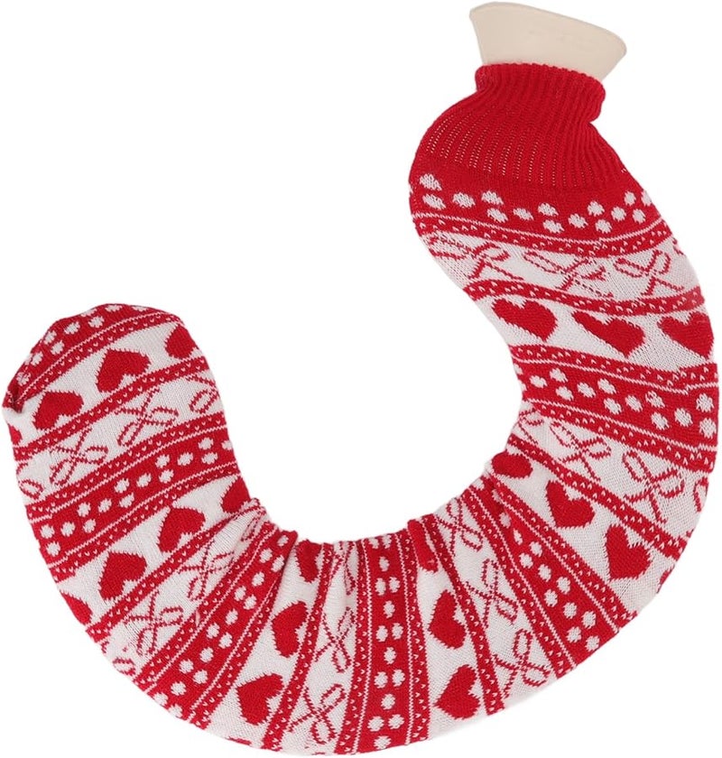Fydun 1L Hot Water Bottle Ultra Soft Neck Warm Cervical Rubber Bag With Detachable Jacquard Cover Red Bowknot - Image 3