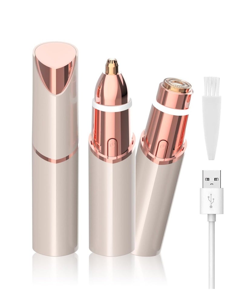 DOLOLO 2 in 1 Eyebrow Trimmer & Facial Hair Remover, Rechargeable Lady Shaver, Painless Women Epilators for Upper Lip, Nose, Face, Body, and Armpits - Image 2