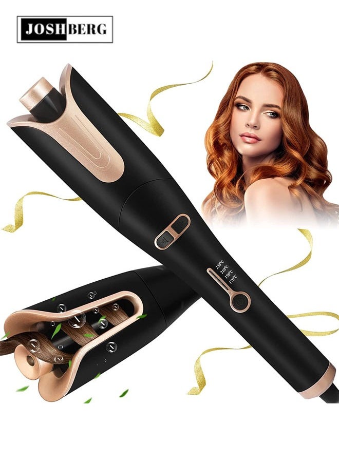 Joshberg Automatic Hair Curler,Hair Curling Iron,22mm Large Curls,4 Temperature Settings & Time Reminder, 2.5M Rotating Power Cord, Anti-Scalding & Perfect Care, Ceramic Wand for Minimal Hair Damage ,Black  - Image 1
