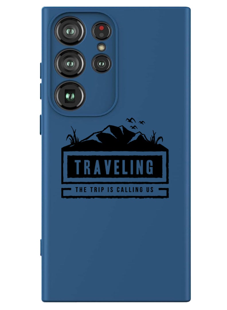 Theodor Protective Slim Fit Case Liquid Silicone Cover with Full Body Protection Anti-Scratch Shockproof Case For Samsung Galaxy S24 Ultra (Blue) - Travelling - Image 1