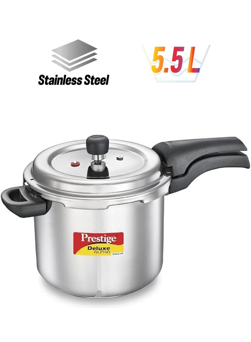 برستيج طنجرة ضغط ستانلس ستيل ديلوكس ألفا سفاتش سعة 5.5 لتر - Image 1