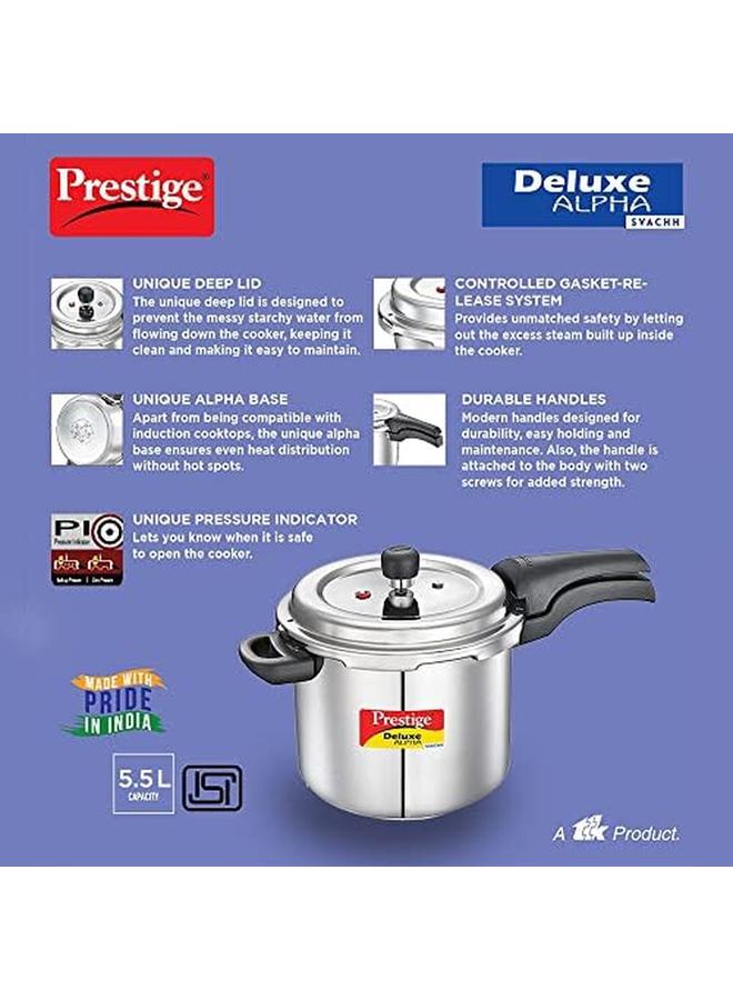 برستيج طنجرة ضغط ستانلس ستيل ديلوكس ألفا سفاتش سعة 5.5 لتر - Image 4
