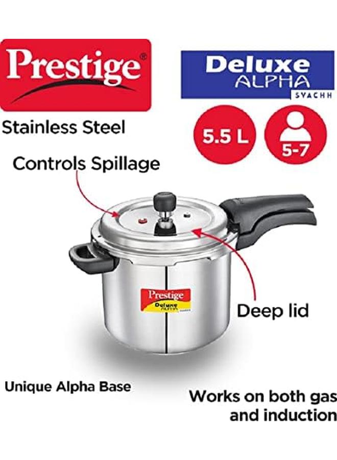 برستيج طنجرة ضغط ستانلس ستيل ديلوكس ألفا سفاتش سعة 5.5 لتر - Image 2