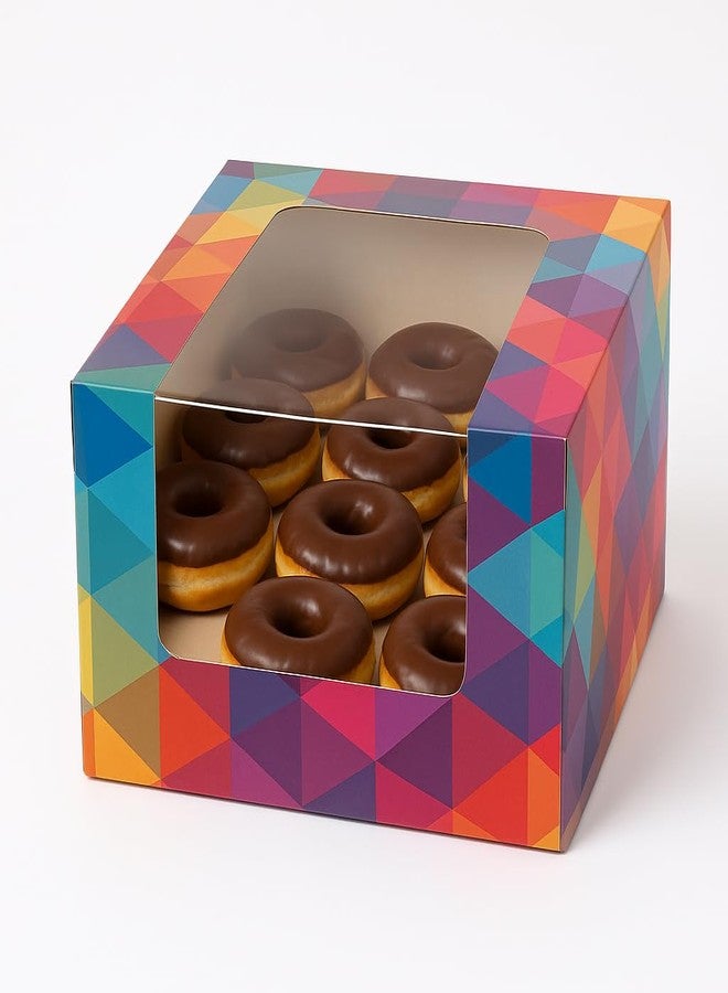 Esslly 8 Inch Cake Box with L-Shaped Window | Polygon Design | Pack of 25 | Food Grade ITC Board | Easy to Assemble | Sturdy | Ideal for Cakes & Desserts - Image 4