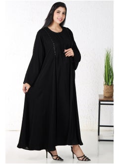 ألوان الجمال عباية باللون الأسود مميزة بتطريز اسود  - Image 1