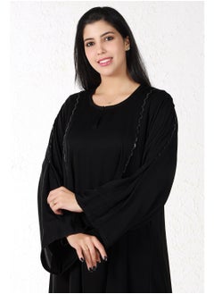 ألوان الجمال عباية باللون الأسود مميزة بتطريز اسود  - Image 4