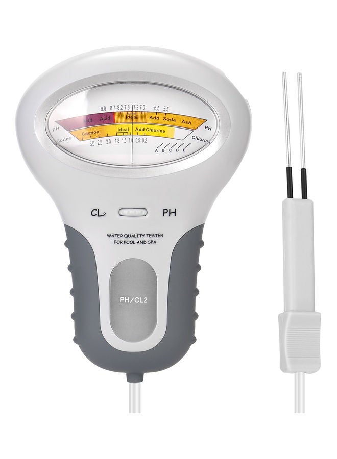 2-In-1 pH And CL2 Meter Tester White/Grey - Image 1