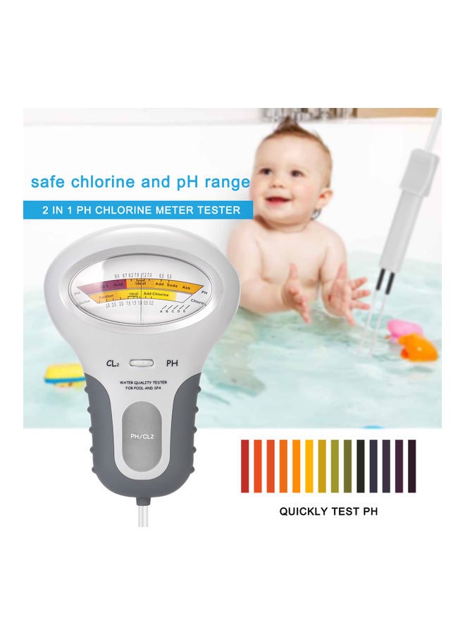2-In-1 pH And CL2 Meter Tester White/Grey - Image 5