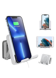 Upgraded Tablet Wall Mount Phone Holder Removable,Self-Adhesive Mobile Cell Phone iPad Holder for Bed Bathroom Kitchen, Compatible with iPad iPhone Galaxy Tablet Switch