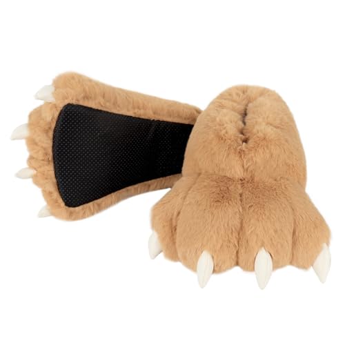 QinRuan Adult Monster Paw Slippers, Fuzzy Animal Claw Comfortable Warm Plush Bear Paw Shoes - Image 1