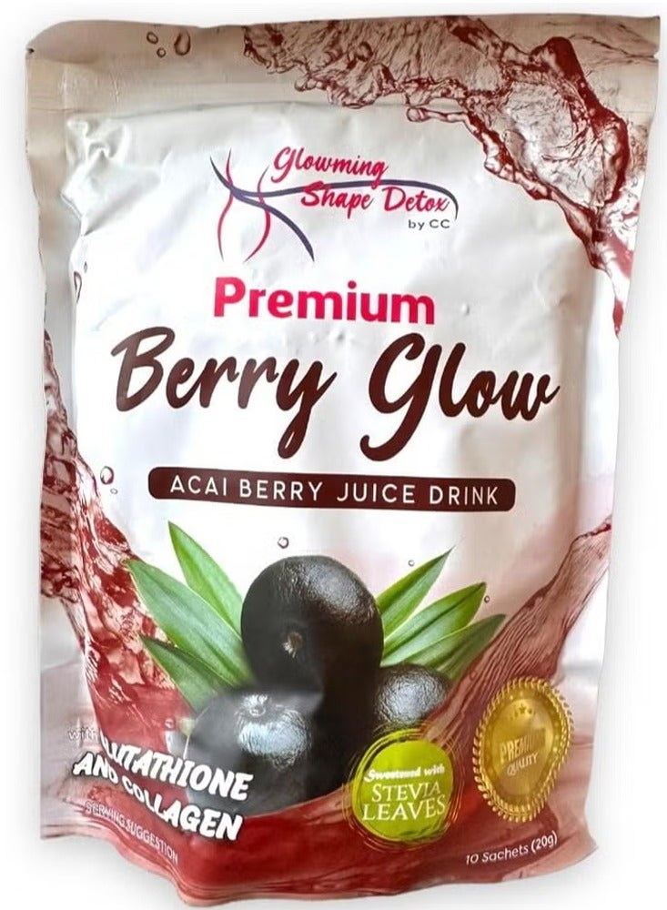 سي سي جلوومينج شيب ديتوكس بريميوم بيري جلو أساي بيري عصير مشروب مزيج 10 × 20 جرام