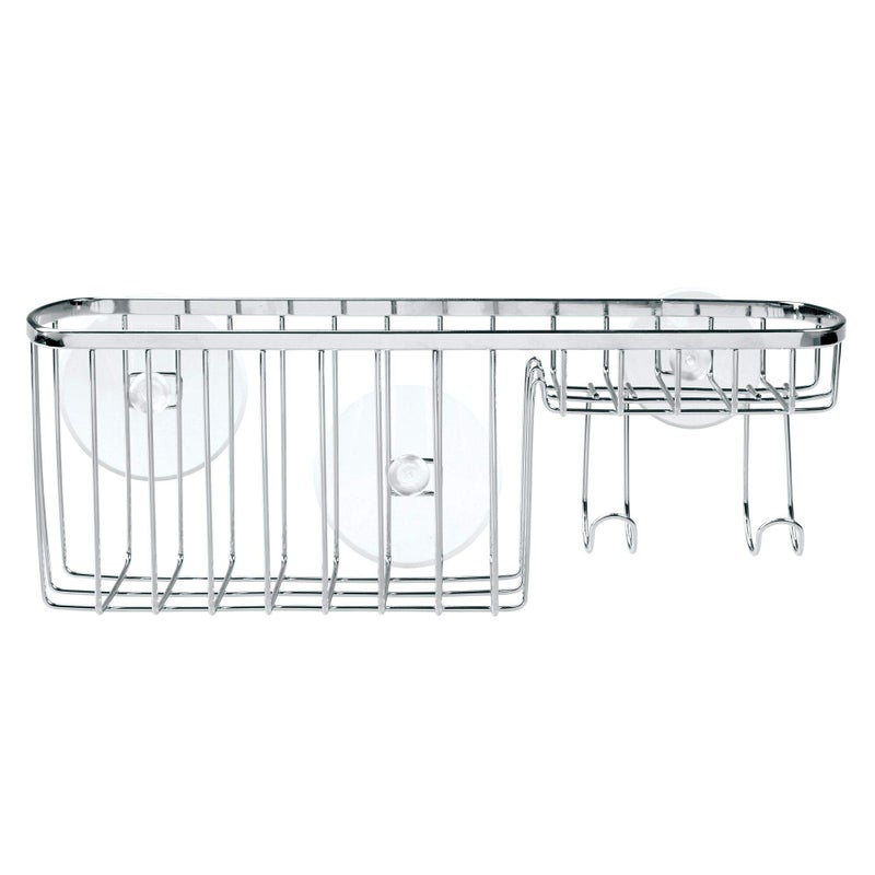 InterDesign iDesign Gia Polished Stainless Steel Bathroom Suction Combo Organizer Basket - 11" x 4.25" x 4" - Image 4