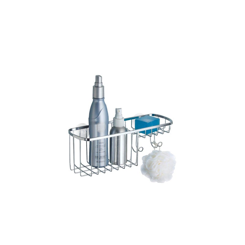 InterDesign iDesign Gia Polished Stainless Steel Bathroom Suction Combo Organizer Basket - 11" x 4.25" x 4" - Image 3