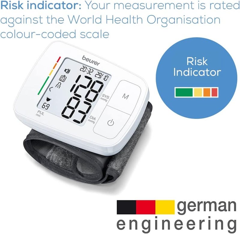 Beurer BC21 Wrist Blood Pressure Monitor with Voice output Arrhythmia Detection Fully automatic blood pressure pulse measurement Colourcoded WHO risk indicator Certified medical device - Image 5
