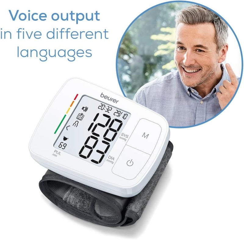 Beurer BC21 Wrist Blood Pressure Monitor with Voice output Arrhythmia Detection Fully automatic blood pressure pulse measurement Colourcoded WHO risk indicator Certified medical device - Image 3