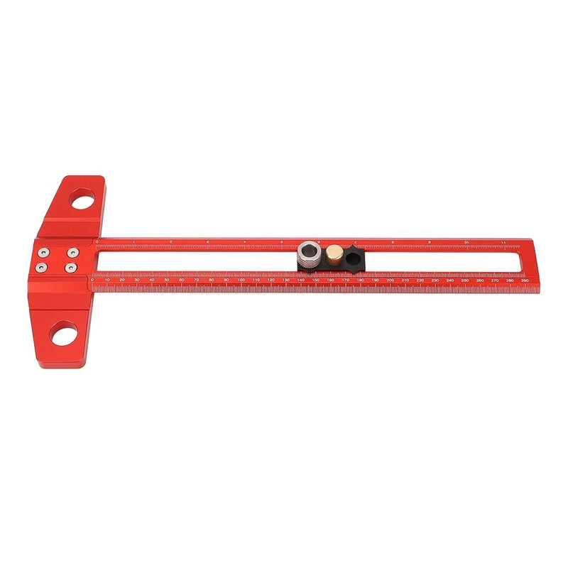 Aluminum Alloy T Square Ruler 30cm with Drill Sleeves for Woodworking Marking Positioning - Image 3