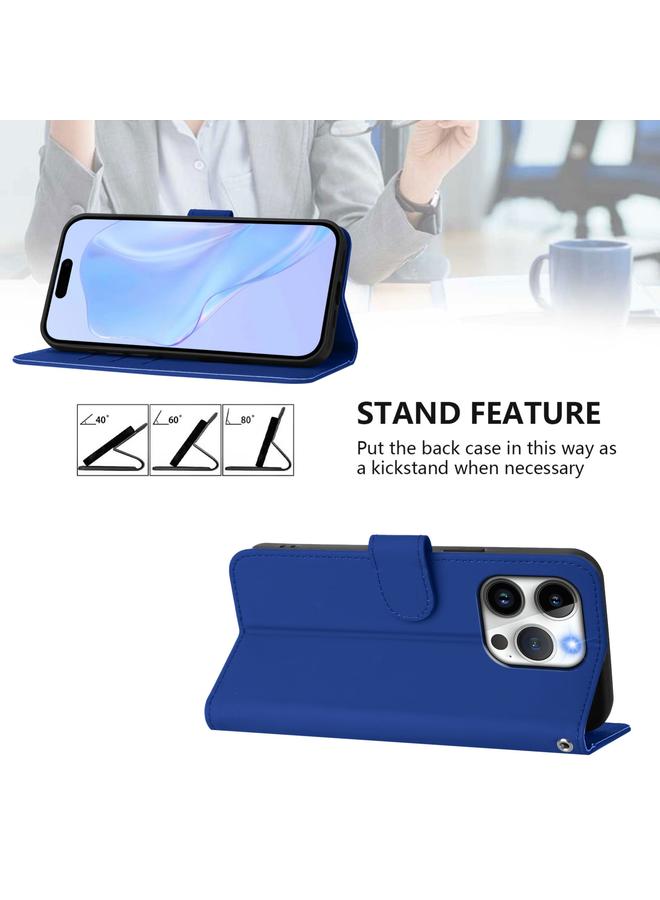 S-TOP Case For iPhone 14 Pro Skin Feel Solid Color Leather Phone Case with Lanyard - Image 3